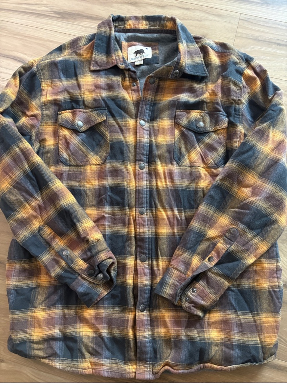 Yellow & Gray Plaid Snap-Front Shirt Jacket